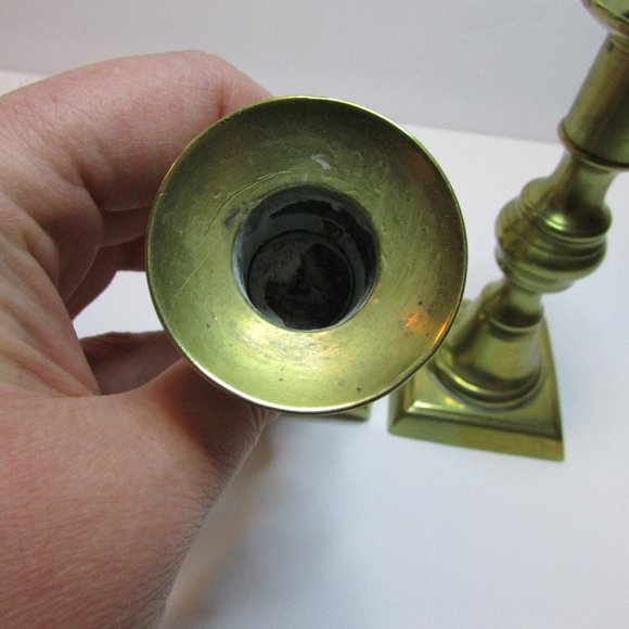 vintage brass push up candle stick holders set of 2 - Picture 10 of 13